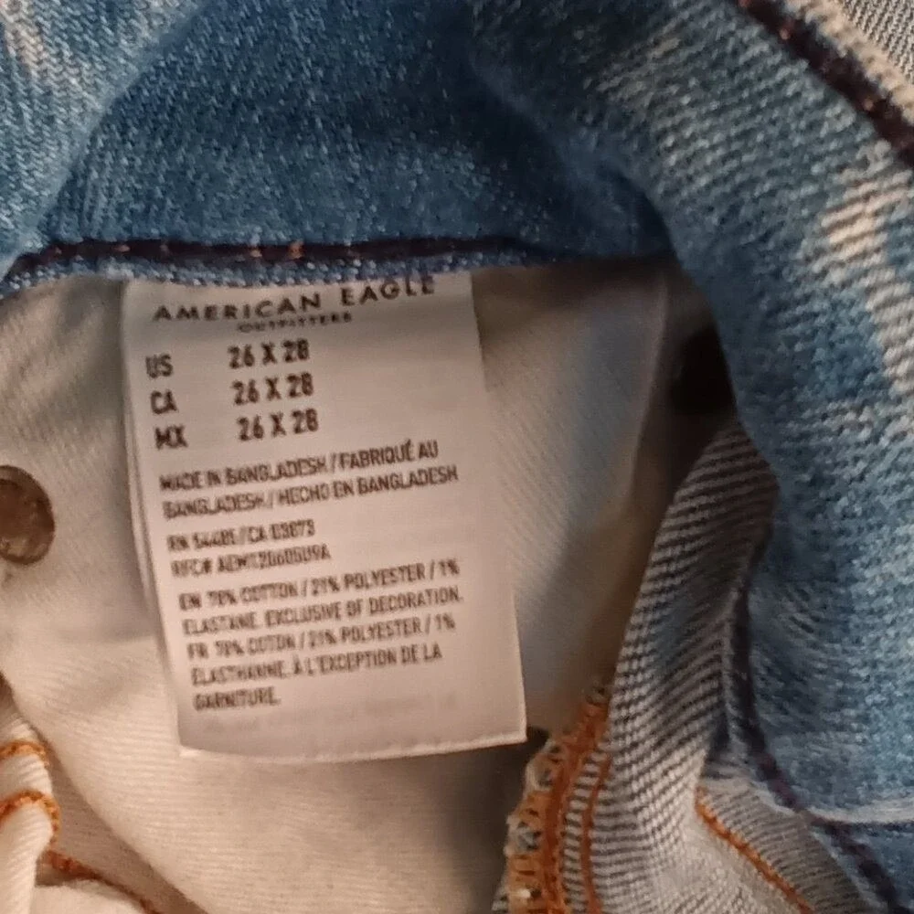 American Eagle Mens Slim Distressed Jeans Blue Size 26x28 Grunge Punk Streetwear